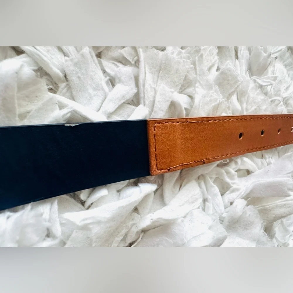 Eliza J Stripe leather belt